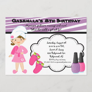 Lila & White Zebra Girls Wellness-Center Einladung