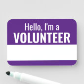 Lila wiederverwendbare Freiwillige Team Member Dry Namensschild (Beispiel)