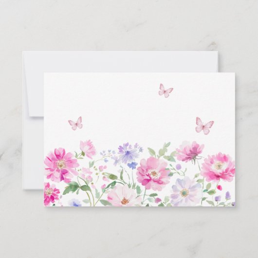 Lila Wilblumen-Beerdigung Eine Memory Card teilen RSVP Karte (Rückseite)