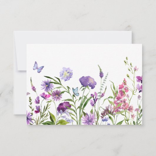 Lila Wilblumen-Beerdigung Eine Memory Card teilen RSVP Karte (Rückseite)