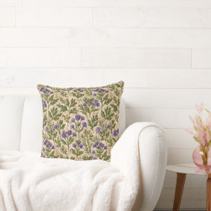 Lila Wild Asters botanisch Kissen