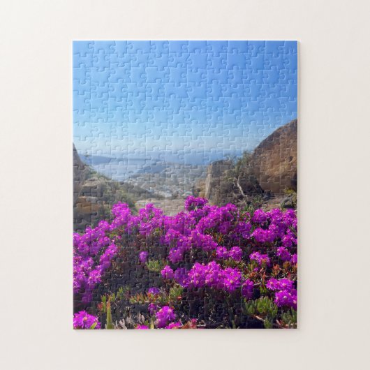 Lila wild lebende Blume Santorini Griechenland Fot Puzzle (Vertikal)