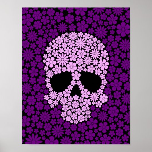 Lila wild lebende Blume Schädel Poster (Vorne)