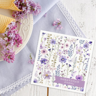 Lila Wildblume 1. Geburtstag Party Napkins Serviette