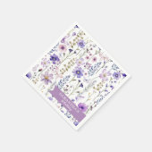 Lila Wildblume 1. Geburtstag Party Napkins Serviette (Ecke)