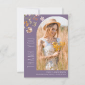 Lila Wildblume Abschluss Foto Vielen Dank Dankeskarte (Vorderseite)