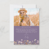 Lila Wildblume Abschluss Foto Vielen Dank Dankeskarte (Rückseite)