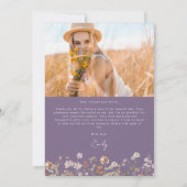 Lila Wildblume Abschluss Foto Vielen Dank Dankeskarte (Rückseite)