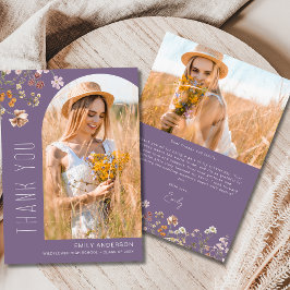 Lila Wildblume Abschluss Foto Vielen Dank Dankeskarte