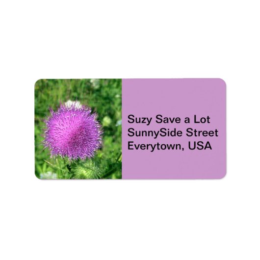 Lila Wildblume Adressaufkleber (Vorne)