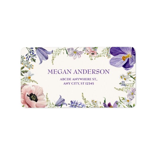Lila Wildblume Adressaufkleber (Vorne)