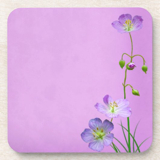 Lila Wildblume auf Lila Getränkeuntersetzer (Vorderseite)