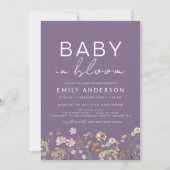 Lila Wildblume Baby in Bloom Baby Dusche Einladung (Vorderseite)