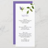 Lila Wildblume blendet grüne Blätter Menükarten (Vorne/Hinten)
