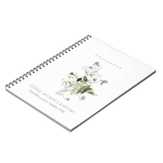 Lila Wildblume Blumentaufen Gästebuch Notizblock (Linke Seite)