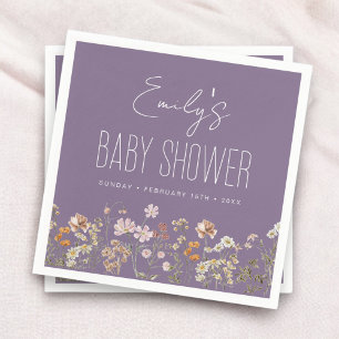 Lila Wildblume Boho Kinderdusche im Blut Serviette