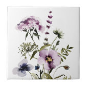 Lila Wildblume Bouquet Fliese (Vorderseite)
