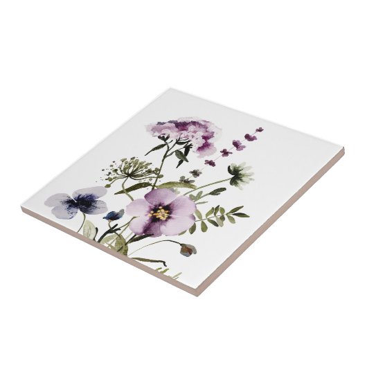 Lila Wildblume Bouquet Fliese (Seite)