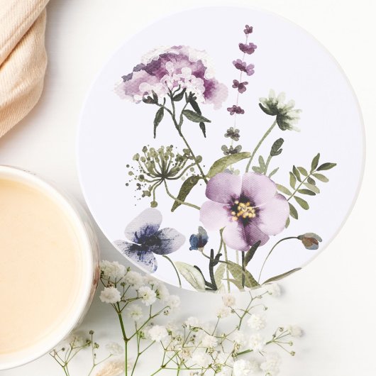 Lila Wildblume Bouquet Getränkeuntersetzer