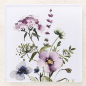 Lila Wildblume Bouquet Glasuntersetzer (Vorderseite)