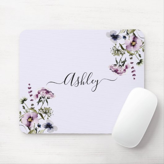Lila Wildblume Bouquet Mousepad (Mit Mouse)