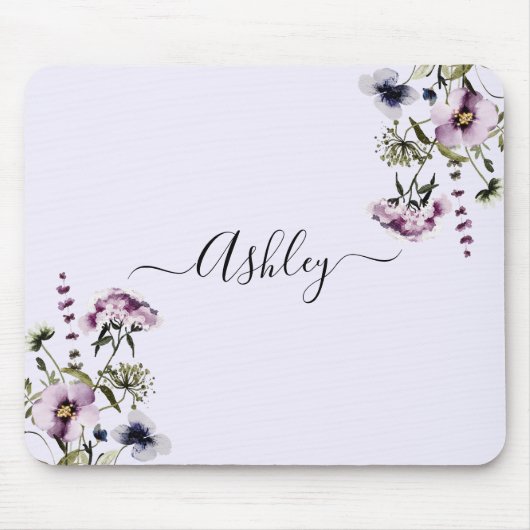 Lila Wildblume Bouquet Mousepad (Vorne)