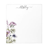 Lila Wildblume Bouquet Notizblock (Vorderseite)