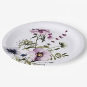 Lila Wildblume Bouquet Pappteller (Schrägansicht)