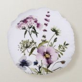 Lila Wildblume Bouquet Rundes Kissen (Rückseite)
