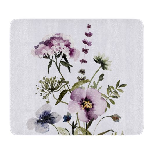 Lila Wildblume Bouquet Schneidebrett (Vorderseite)