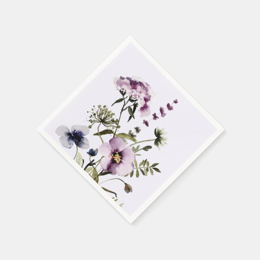 Lila Wildblume Bouquet Serviette (Ecke)