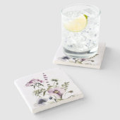 Lila Wildblume Bouquet Steinuntersetzer (Seitenansicht)