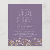 Lila Wildblume Brautdusche Einladung (Vorderseite)