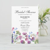 Lila Wildblume Brautparty Einladung (Stehend Vorderseite)