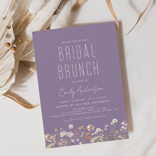 Lila Wildblume Bridal Brunch Dusche Einladung Flyer