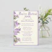 Lila Wildblume Bridal Dusche Einladung (Stehend Vorderseite)