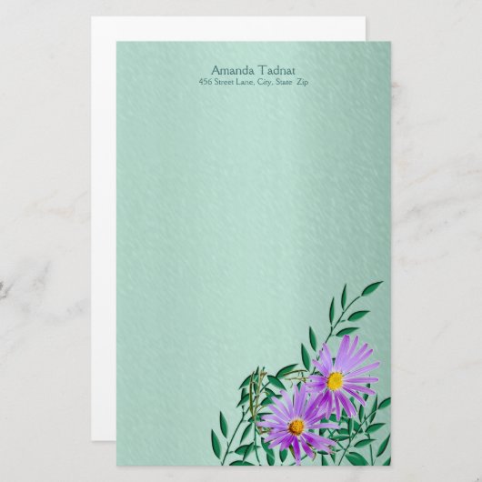 Lila Wildblume Briefpapier (Vorne/Hinten)