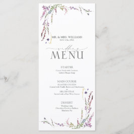 Lila Wildblume Calligraphy Wedding Menu Menükarte
