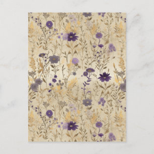 Lila Wildblume Chiyogami Postkarte