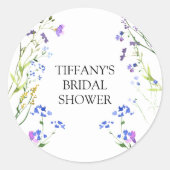 Lila Wildblume Delikates Brautparty Runder Aufkleber (Vorderseite)