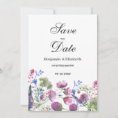 Lila Wildblume der rosa Lavendel Save the Date Einladung (Vorderseite)