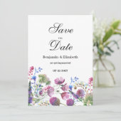 Lila Wildblume der rosa Lavendel Save the Date Einladung (Stehend Vorderseite)