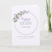 Lila Wildblume Einfach Personalisierter Geburtstag Karte (Vorderseite)