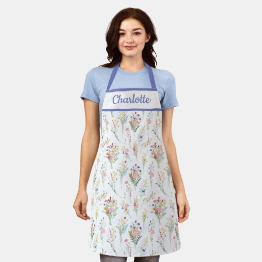 Lila Wildblume Elegante Blüte Schürze (Getragen)