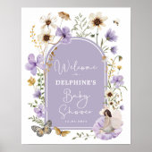Lila Wildblume Fee Baby Dusche Empfang Poster (Vorne)