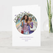 Lila Wildblume Foto Frame Happy Mother Day Karte (Vorderseite)