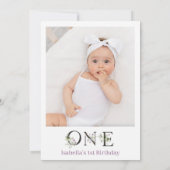 Lila Wildblume Foto Sonn 1. Geburtstag Einladung (Rückseite)