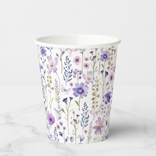 Lila Wildblume Frühjahrspalette Pappbecher (Links)