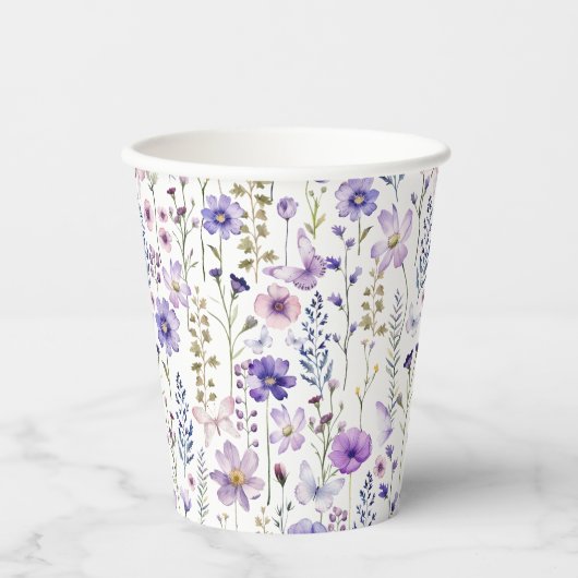 Lila Wildblume Frühjahrspalette Pappbecher (Vorderseite)