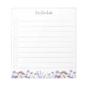 Lila Wildblume für Monogramm-Aquarellfarben Notizblock (Vorderseite)